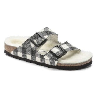 Arizona Shearling Suede Leather-Shearling Plaid White