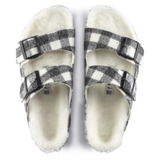 Arizona Shearling Suede Leather-Shearling Plaid White