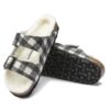 Arizona Shearling Suede Leather-Shearling Plaid White