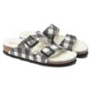 Arizona Shearling Suede Leather-Shearling Plaid White