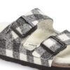 Arizona Shearling Suede Leather-Shearling Plaid White