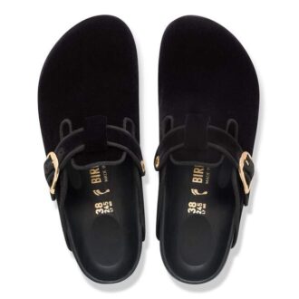 Boston Big Buckle Piping Rivet Logo Textile Velvet Black