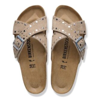 Siena med nitar i kanten i mocka